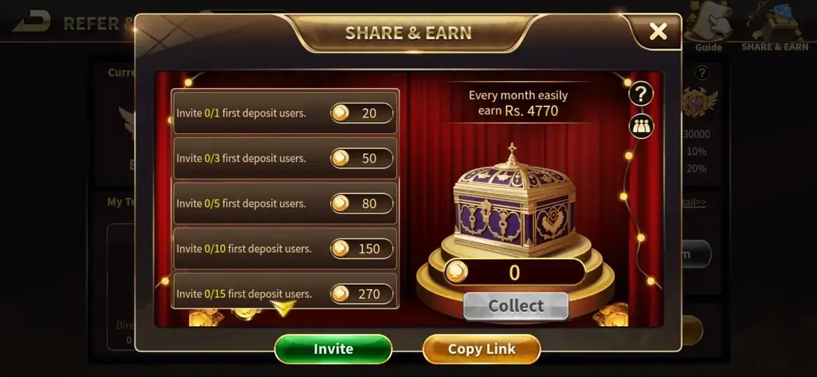 RoyalLX Casino app rewards screen